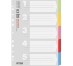 OFFICE products dividers, A4, cardboard, 11 holes, assorted colors, 5 tabs
