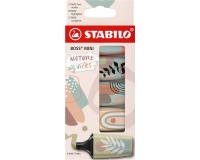 STABILO BOSS MINI naturevibes markeerstift, geassorteerde kleuren, blister van 5 stuks