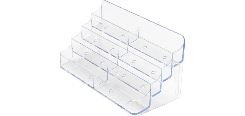 Deflecto business card holder 2 x 4 compartments, transparent