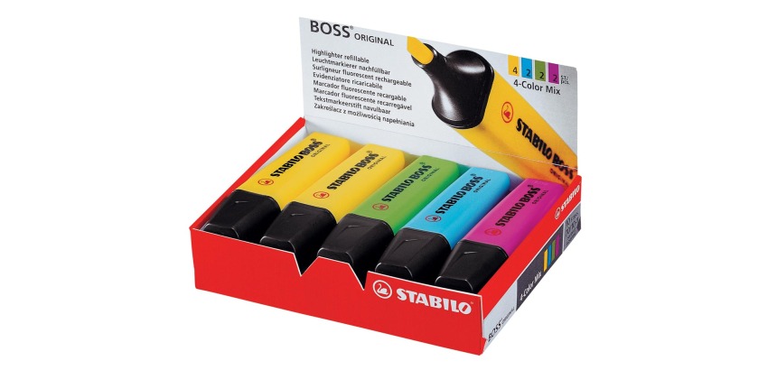 Surligneur STABILO BOSS Original 70/10 assorti 4 couleurs 10 pièces