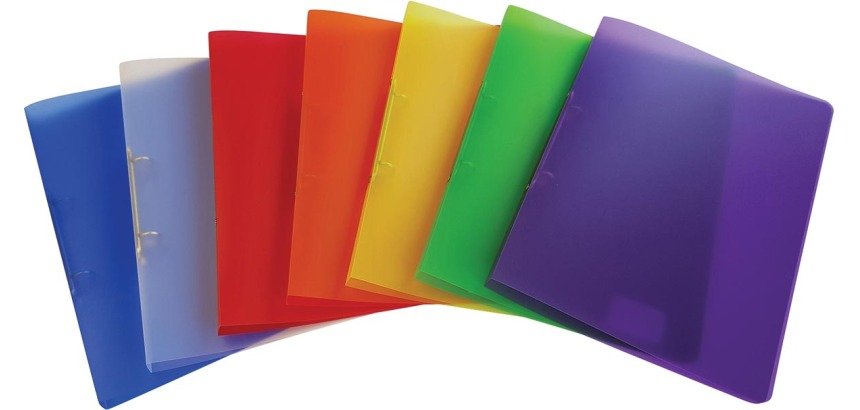 Alpha ring binder, for A4 size, in PP, 2 rings of 16 mm, assorted transparent colors