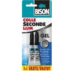 Bison colle seconde, tube de 3 g, blister de 2 pièces (1 + 1 GRATUIT)