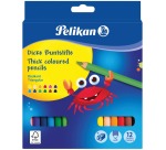 Pelikan kleurpotlood rond, etui van 12 stuks in geassorteerde kleuren + slijper