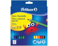 Pelikan kleurpotlood rond, etui van 12 stuks in geassorteerde kleuren + slijper
