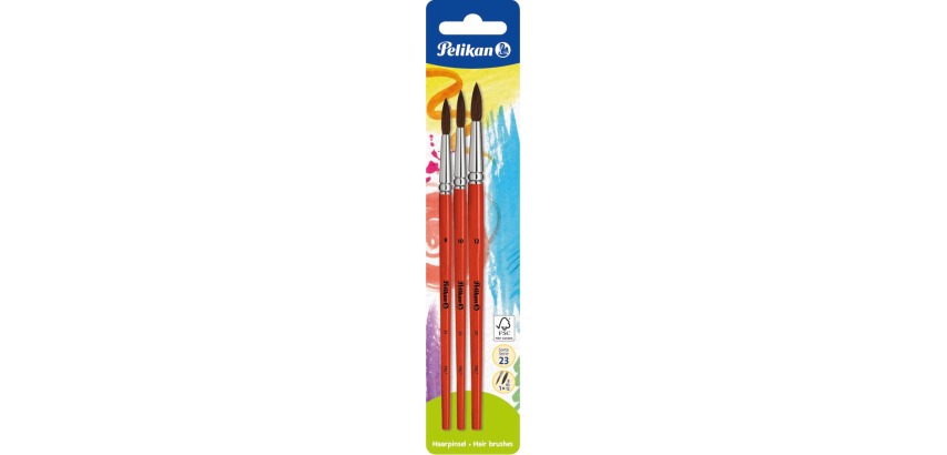 Pelikan Pinselset S23, Blister mit 3 Stück, Nr. 8, 10 und 12