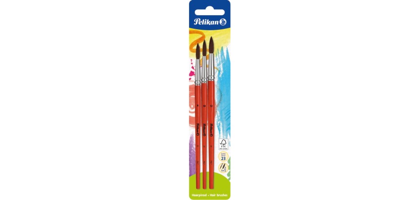 Pelikan set pinceaus S23, blister avec 3 pièces, nr 8, 10 et 12