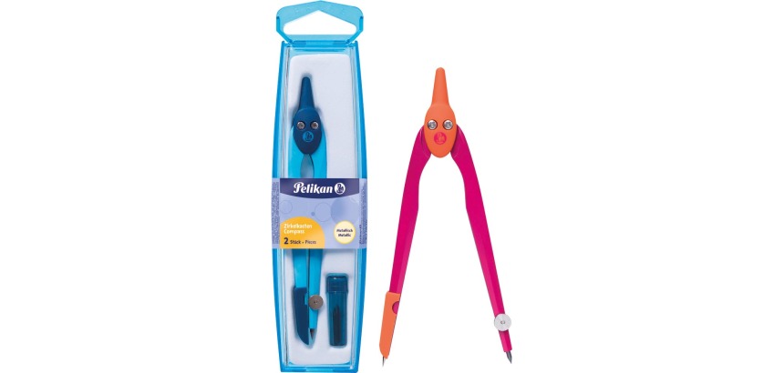 Pelikan compas avec mines réserves, en boîte, en couleurs assorties