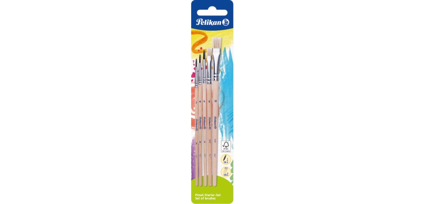Pelikan Pinsel-Set, Blister mit 5 Stück, S613 F in Nr. 6 und 10 und S24 in Nr. 2, 4 und 6
