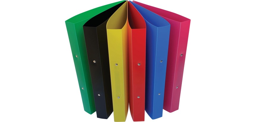 Alpha ring binder, for A4 size, in PP, 2 rings of 25 mm, assorted colors