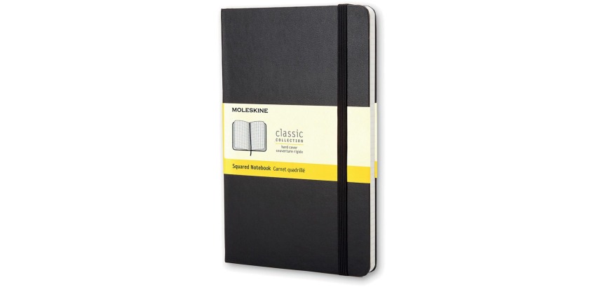 Moleskine notebook, 9 x 14 cm, grid, hard cover, 192 pages, black