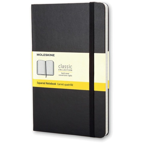 Moleskine notitieboek, ft 9 x 14 cm, geruit, harde cover, 192 bladzijden, zwart