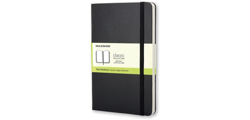 Moleskine notebook, 9 x 14 cm, plain, hard cover, 192 pages, black