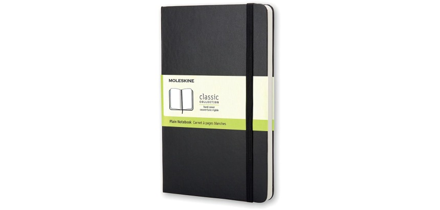 Moleskine notebook, 9 x 14 cm, plain, hard cover, 192 pages, black