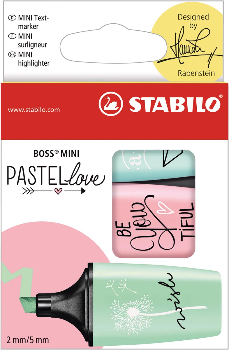 STABILO BOSS MINI Pastellove surligneur, display de 50 pièces en couleurs  pastels assorties