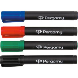 Pergamy permanent marker met ronde punt, etui met 4 stuks