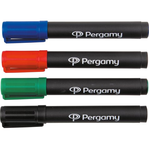 Pergamy permanent marker met ronde punt, etui met 4 stuks