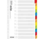 OFFICE Produkte Trennblätter, A4, Karton, 11 Löcher, sortierte Farben, 12 Registerkarten