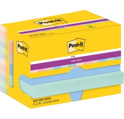 Post-It Super Sticky Notes Soulful, 90 feuilles, ft 47,6 x 47,6 mm, paquet de 12 blocs