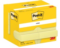 Post-It Notes, 100 vel, ft 38 x 51 mm, geel, pak van 12 blokken