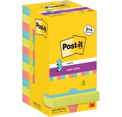 Post-It Super Sticky Z-Notes Cosmic, 90 vel, ft 76 x 76 mm, 8 + 4 GRATIS