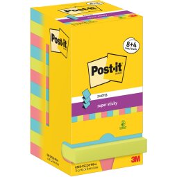 Post-It Super Sticky Z-Notes Cosmic, 90 feuilles, ft 76 x 76 mm, 8 + 4 GRATUIT