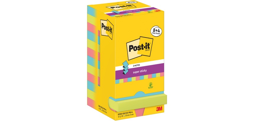 Post-It Super Sticky Z-Notes Cosmic, 90 sheets, size 76 x 76 mm, 8 + 4 FREE