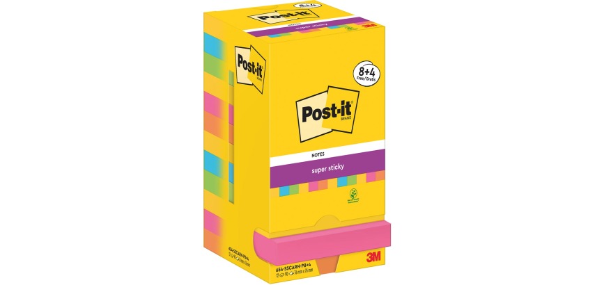 Post-It Super Sticky Notes Carnival, 90 sheets, 3 in x 3 in, 8 + 4 FREE