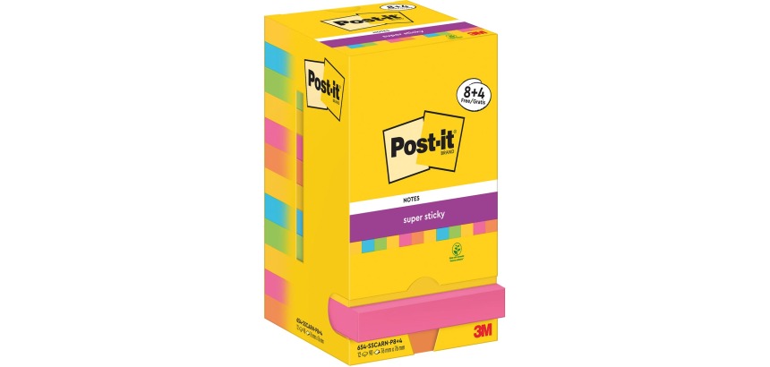 Post-It Super Sticky Notes Carnival, 90 sheets, 3 in x 3 in, 8 + 4 FREE
