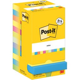 Post-It Notes Energetic, 100 feuilles, ft 76 x 76 mm, 8 + 4 GRATUIT