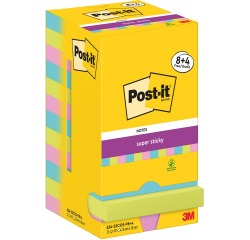 Post-It Super Sticky Notes Cosmic, 90 feuilles, ft 76 x 76 mm, 8 + 4 GRATUIT