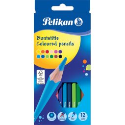 Pelikan kleurpotloden rond, etui met 12 stuks in geassorteerde kleuren