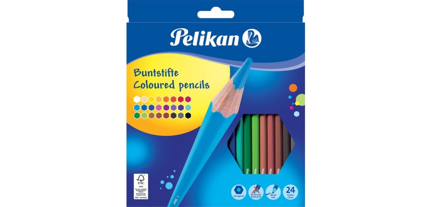 Pelikan Buntstifte, Etui mit 24 Stück in verschiedenen Farben