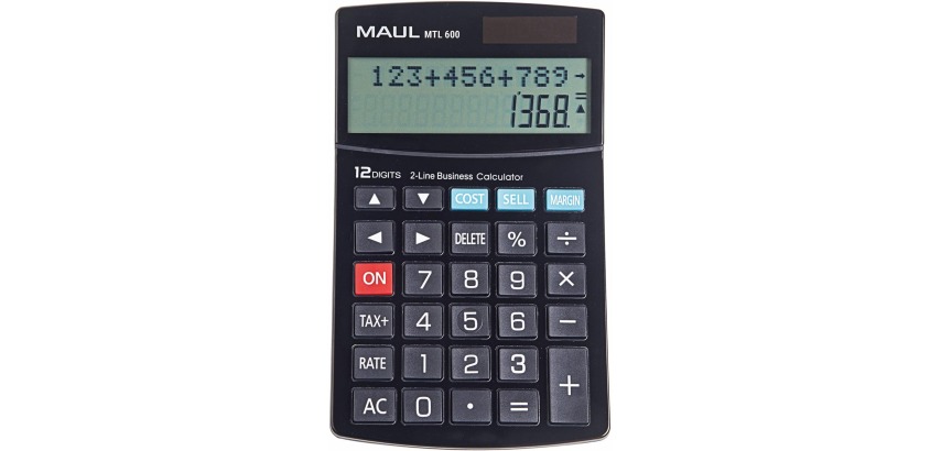 Maul calculatrice de bureau MTL 600, 2 lignes, noir