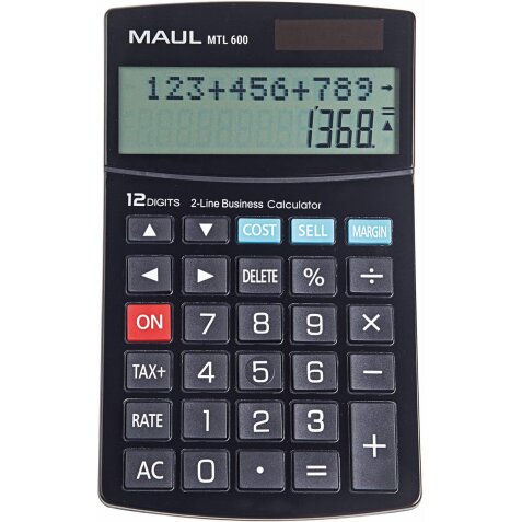 Maul calculatrice de bureau MTL 600, 2 lignes, noir