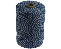 Ficelle de coton, bleu-blanc, bobine de 200 g, environs 250 m