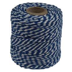 Ficelle de coton, bleu-blanc, bobine de 50 g, environs 55 m