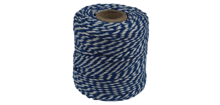 Katoentouw, blauw-wit, klos van 50 g, ongeveer 55 m