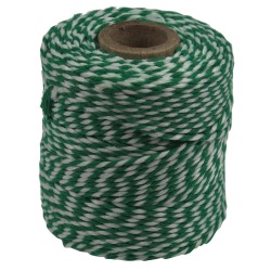 Ficelle de coton, vert-blanc, bobine de 50 g, environs 55 m