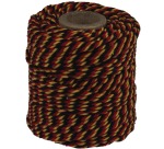 Ficelle de coton, noir-jaune-rouge, bobine de 50 g, environs 35 m