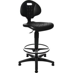 Topstar tabouret Tec 20, avec anneau repose-pieds chromé, avec patins, noir