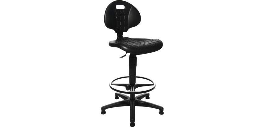Topstar stool Tec 20, with chrome footrest ring, with glides, black