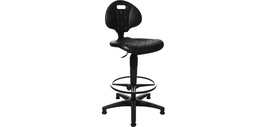 Topstar tabouret Tec 20, avec anneau repose-pieds chromé, avec patins, noir