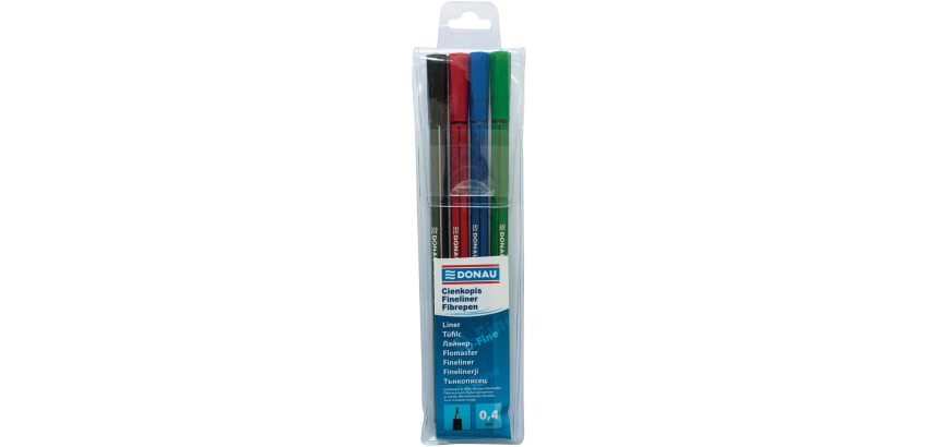 DONAU D-fine felt pen, 0.4 mm, set of 4 pieces, assorted colors