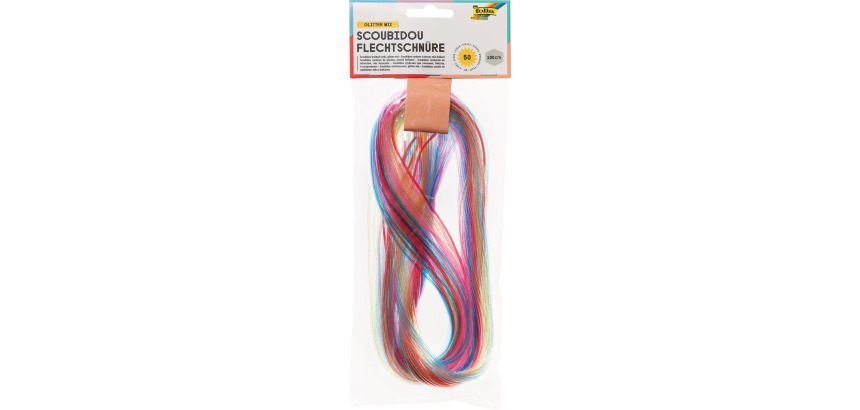 Folia scoubidou strands with glitter, pack of 50 strands