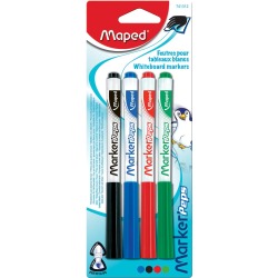 Maped whiteboardmarker Marker'Peps, blister van 4 stuks in geassorteerde kleuren