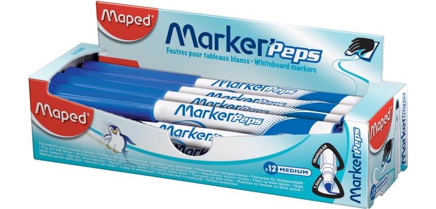 Maped marqueur tableau blanc Marker'Peps, boîte de 12 pièces, bleu