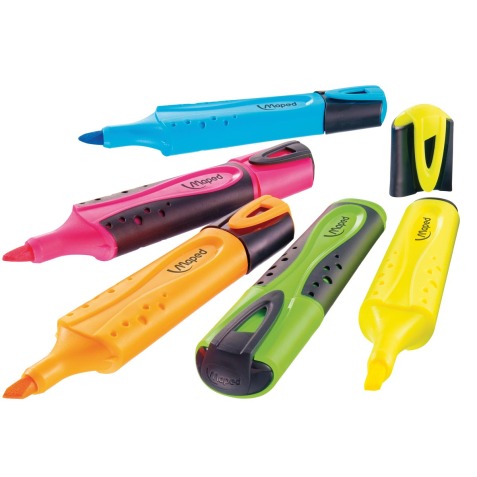 Maped markeerstift Fluo'Peps Classic etui van 4 stuks: geel, oranje, roze en groen