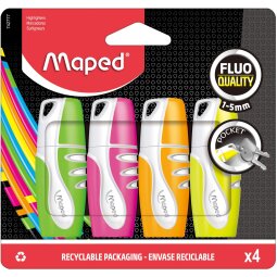 Maped Markeerstift Fluo'Peps Pocket Soft etui van 4 stuks