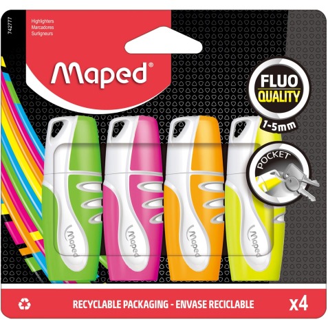 Maped surligneur Fluo'Peps Pocket Soft étui de 4 pièces
