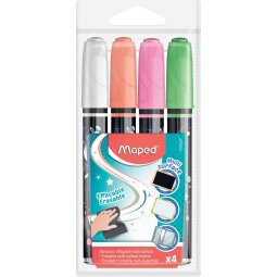 Maped marqueur craie, étui de 4 pièces en couleurs assorties